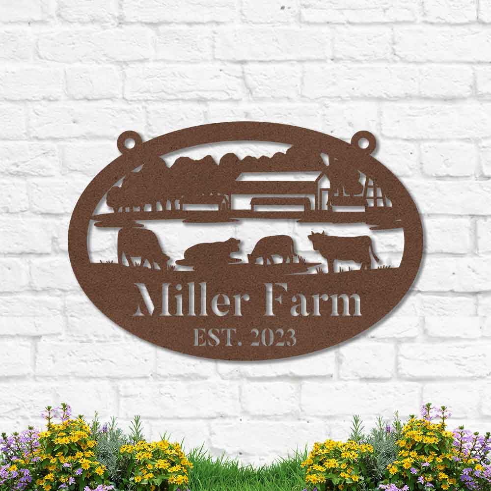 Custom Metal Farm Sign, Cow Farm Ranch Metal Sign, Gift Ideas For Farm Woman, Large Metal Outdoor Signs, Outdoor Metal Sign Frames