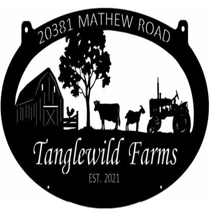 Custom Metal Farm Sign, Cow Goat Tractor Sign Metal Wall Art Metal, Gift Ideas For Farm Woman, Large Metal Outdoor Signs, Outdoor Metal Sign Frames
