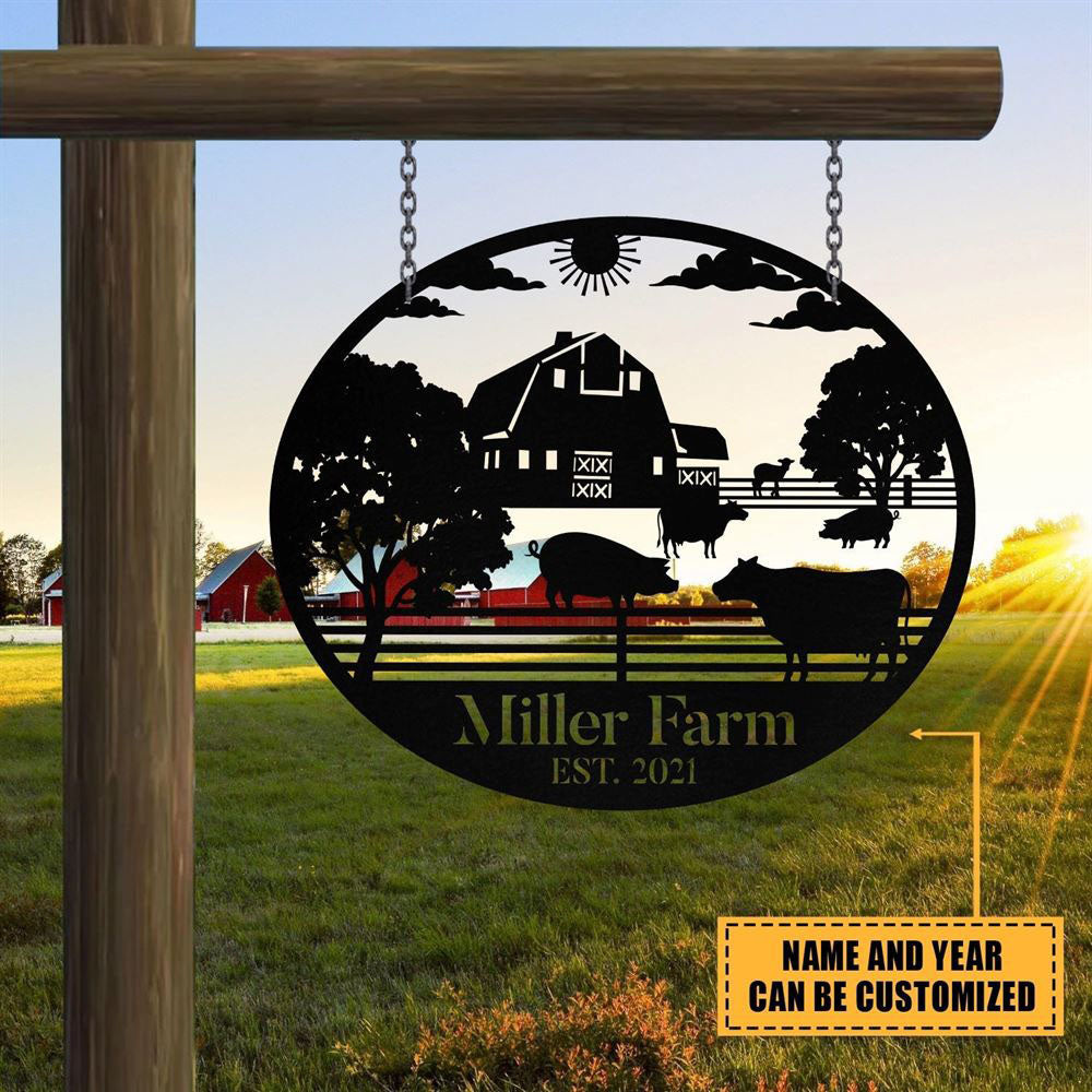 Custom Metal Farm Sign, Cow Pig Outdoor Farmhouse, Gift Ideas For Farm Woman, Large Metal Outdoor Signs, Outdoor Metal Sign Frames
