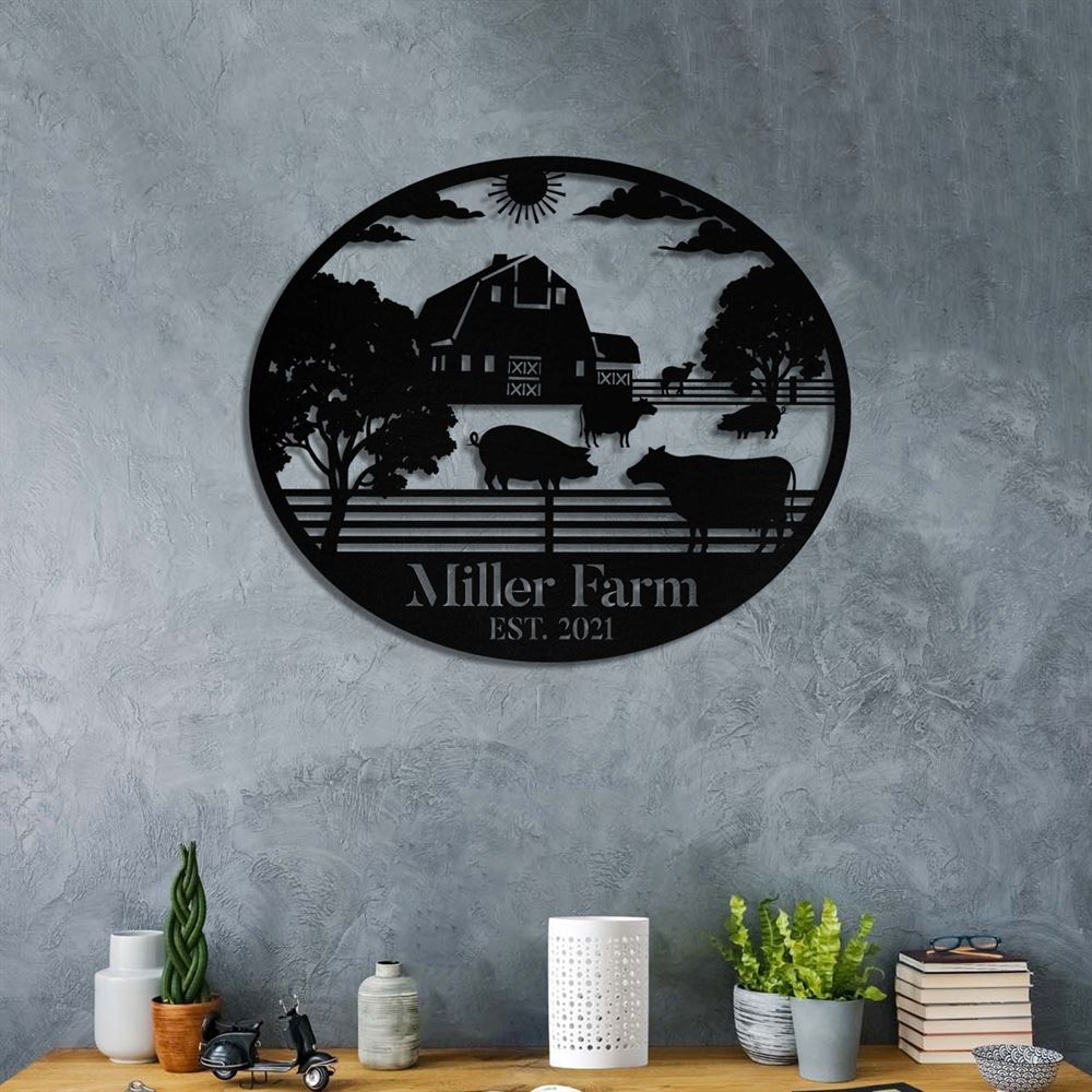 Custom Metal Farm Sign, Cow Pig Outdoor Farmhouse, Gift Ideas For Farm Woman, Large Metal Outdoor Signs, Outdoor Metal Sign Frames