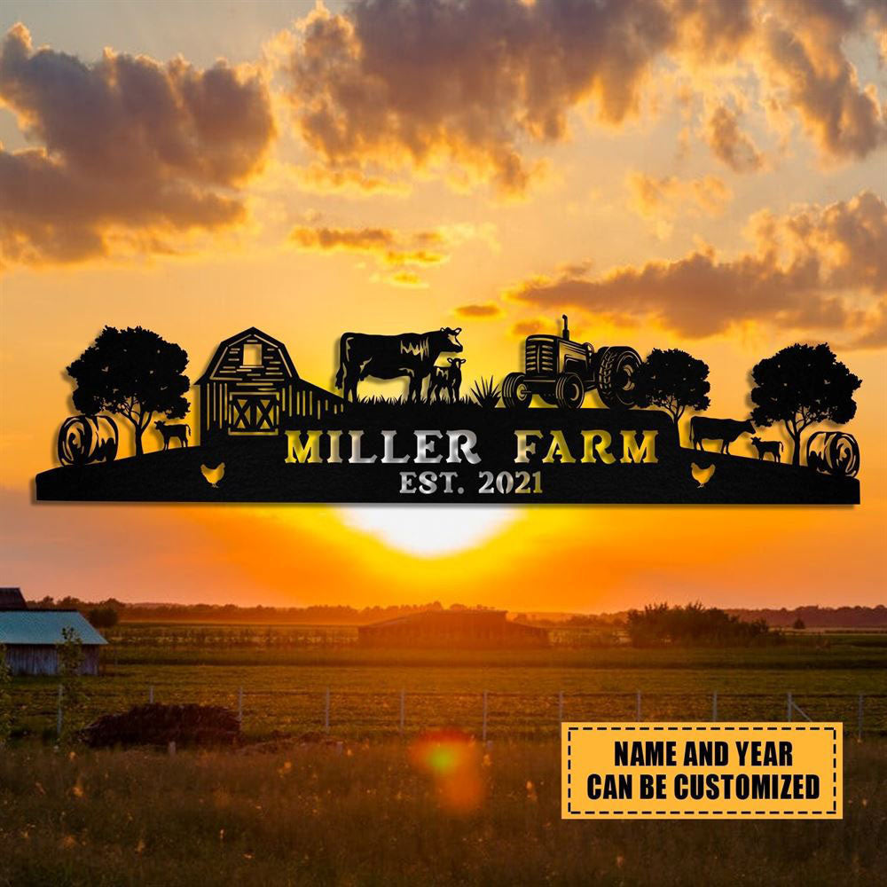 Custom Metal Farm Sign, Cow Tractor Hay Bale Outdoor Farmhouse, Gift Ideas For Farm Woman, Large Metal Outdoor Signs, Outdoor Metal Sign Frames