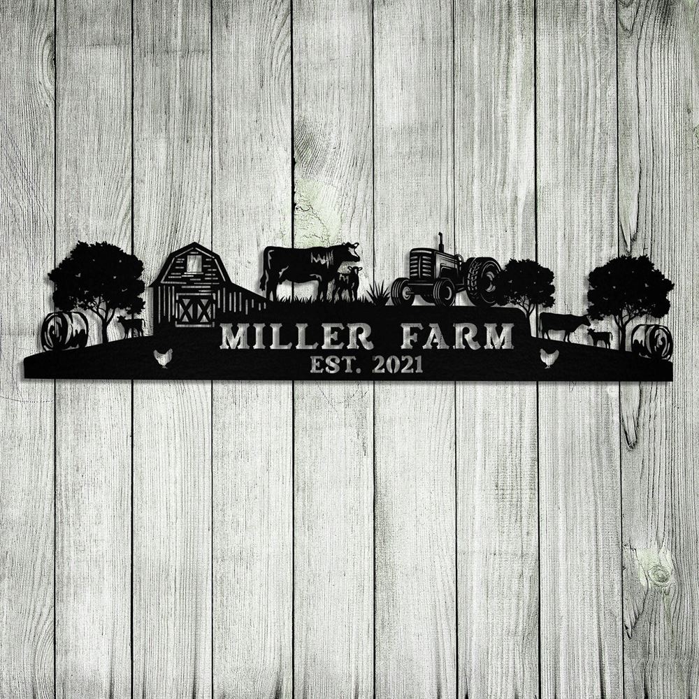 Custom Metal Farm Sign, Cow Tractor Hay Bale Outdoor Farmhouse, Gift Ideas For Farm Woman, Large Metal Outdoor Signs, Outdoor Metal Sign Frames