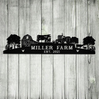 Custom Metal Farm Sign, Cow Tractor Hay Bale Outdoor Farmhouse, Gift Ideas For Farm Woman, Large Metal Outdoor Signs, Outdoor Metal Sign Frames