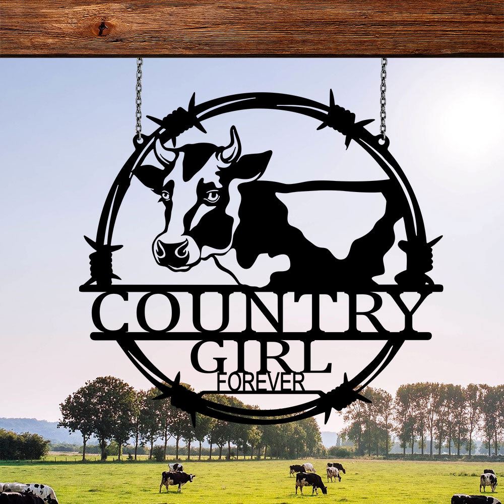 Custom Metal Farm Sign, Dairy Cow Cattle Outdoor Farmhouse Front Gate Entry Road Wall Decor Art, Gift Ideas For Farm Woman, Outdoor Metal Sign Frames