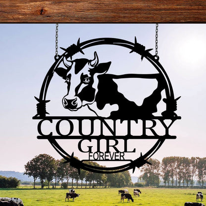 Custom Metal Farm Sign, Dairy Cow Cattle Outdoor Farmhouse Front Gate Entry Road Wall Decor Art, Gift Ideas For Farm Woman, Outdoor Metal Sign Frames