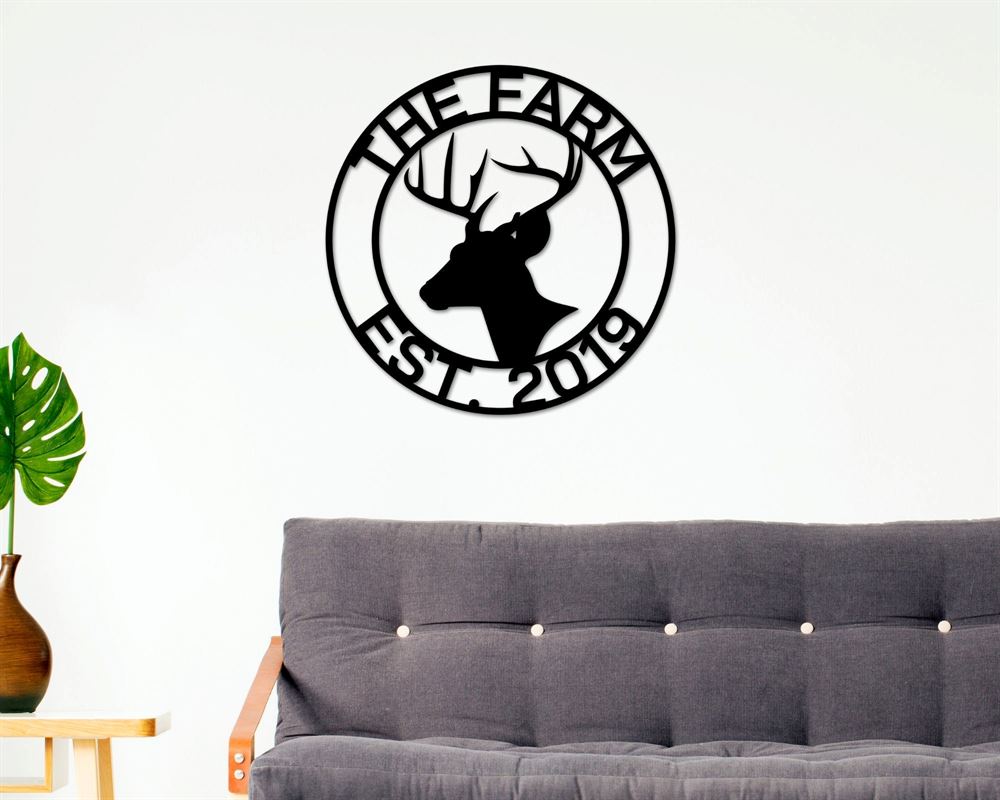 Custom Metal Farm Sign, Deer Head Sign Meta, Gift Ideas For Farm Woman, Large Metal Outdoor Signs, Outdoor Metal Sign Frames