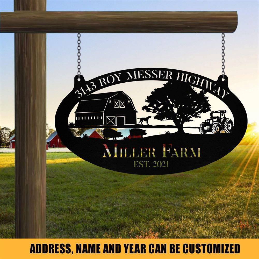 Custom Metal Farm Sign, Dog Pig Tractor Outdoor Farmhouse, Gift Ideas For Farm Woman, Large Metal Outdoor Signs, Outdoor Metal Sign Frames