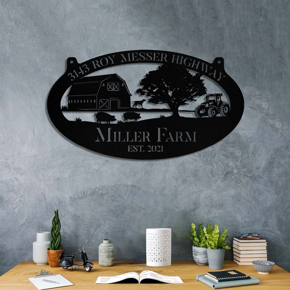 Custom Metal Farm Sign, Dog Pig Tractor Outdoor Farmhouse, Gift Ideas For Farm Woman, Large Metal Outdoor Signs, Outdoor Metal Sign Frames