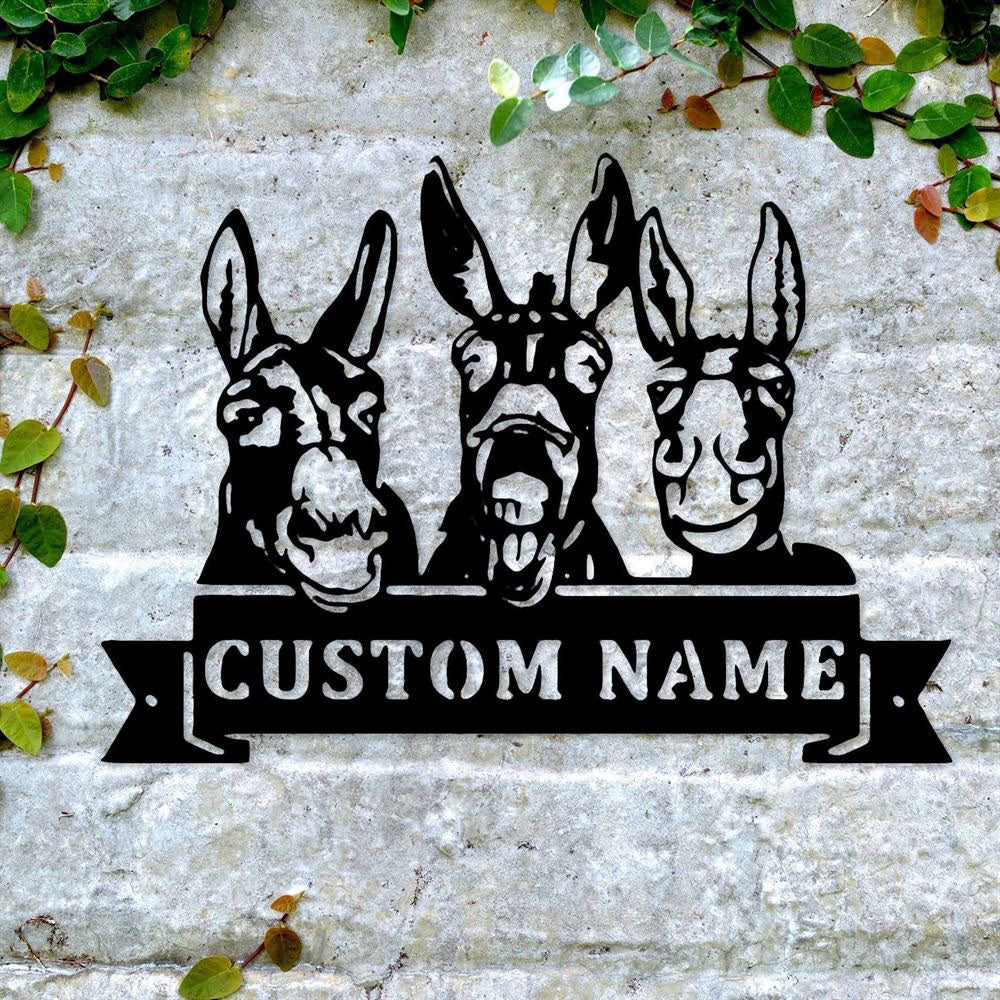 Custom Metal Farm Sign, Donkey Ranch Metal Sign, Gift Ideas For Farm Woman, Large Metal Outdoor Signs, Outdoor Metal Sign Frames