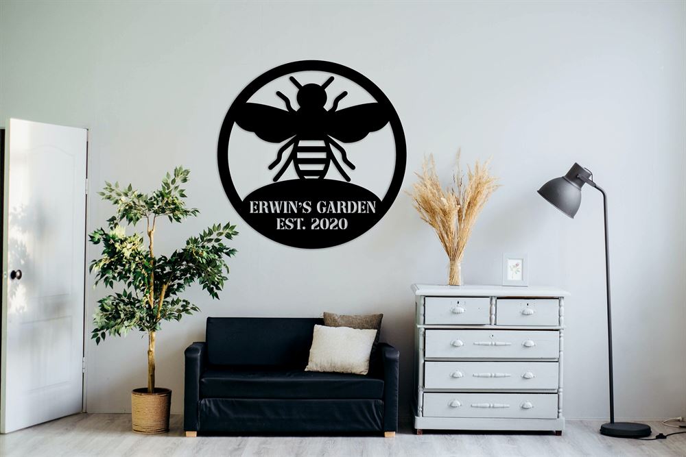 Custom Metal Farm Sign, Door Hanger Or Wall Art Powder Coat Bee Welcome Metal Sign, Gift Ideas For Farm Woman, Outdoor Metal Sign Frames