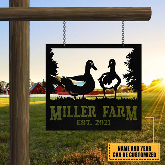 Custom Metal Farm Sign, Duck Outdoor Farmhouse Front Gate Ranch Stable Wall Decor Art, Gift Ideas For Farm Woman, Outdoor Metal Sign Frames