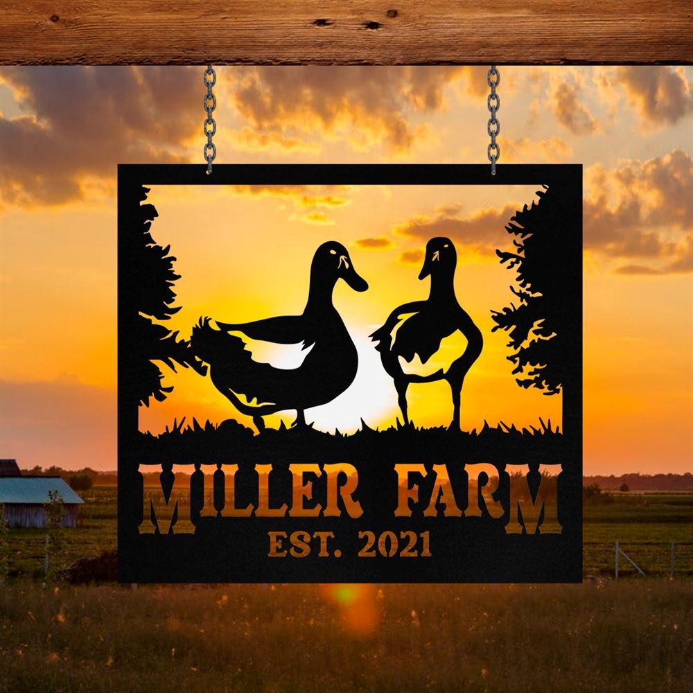Custom Metal Farm Sign, Duck Outdoor Farmhouse Front Gate Ranch Stable Wall Decor Art, Gift Ideas For Farm Woman, Outdoor Metal Sign Frames