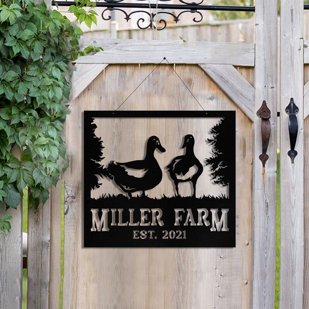 Custom Metal Farm Sign, Duck Outdoor Farmhouse Front Gate Ranch Stable Wall Decor Art, Gift Ideas For Farm Woman, Outdoor Metal Sign Frames