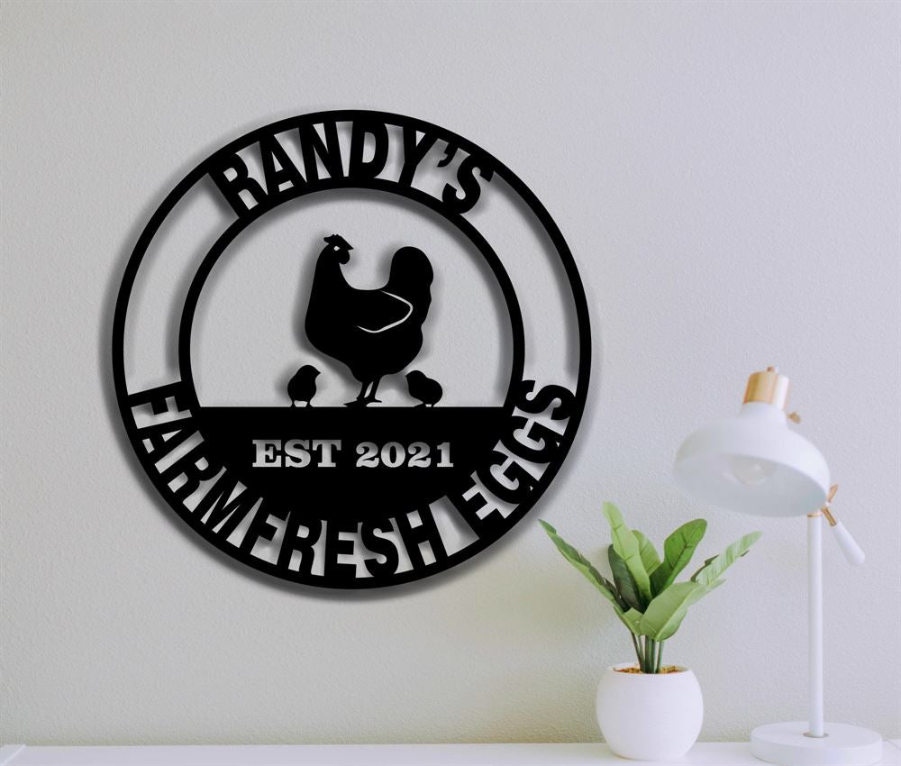 Custom Metal Farm Sign, Farm Fresh Eggs Metal Wall Sign, Gift Ideas For Farm Woman, Large Metal Outdoor Signs, Outdoor Metal Sign Frames