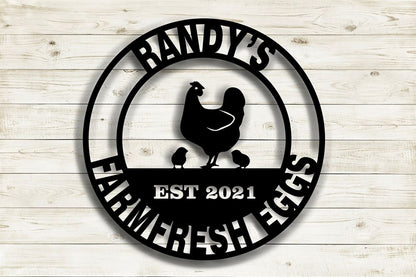 Custom Metal Farm Sign, Farm Fresh Eggs Metal Wall Sign, Gift Ideas For Farm Woman, Large Metal Outdoor Signs, Outdoor Metal Sign Frames
