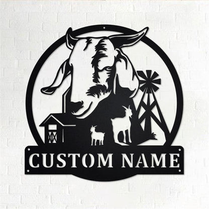 Custom Metal Farm Sign, Farm Goat Metal Wall Art, Gift Ideas For Farm Woman, Large Metal Outdoor Signs, Outdoor Metal Sign Frames