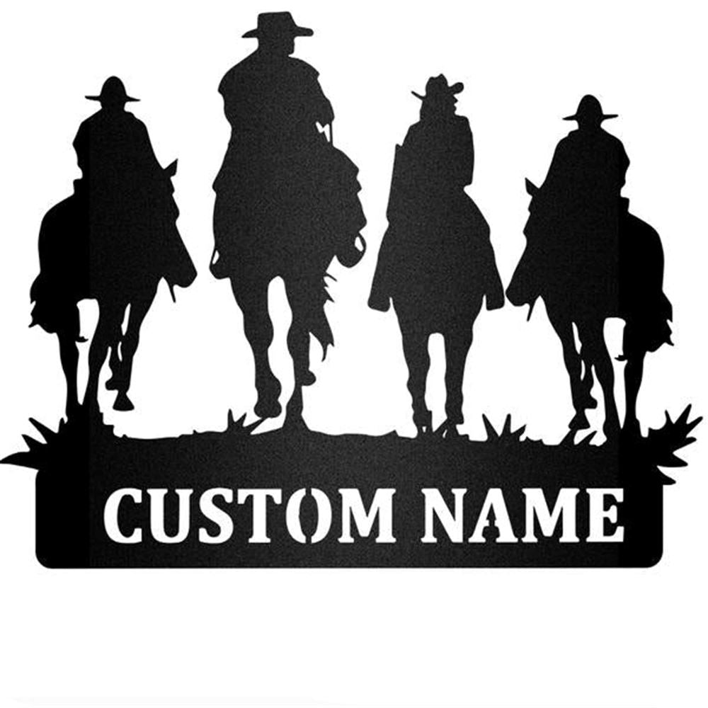 Custom Metal Farm Sign, Father And Kids Riding Horse Metal Wall Art, Gift Ideas For Farm Woman, Outdoor Metal Sign Frames
