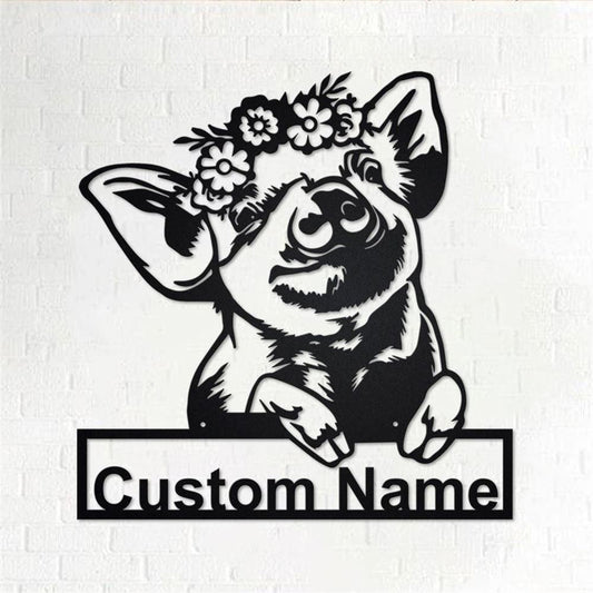 Custom Metal Farm Sign, Floral Piggy Farm Metal Sign, Gift Ideas For Farm Woman, Large Metal Outdoor Signs, Outdoor Metal Sign Frames