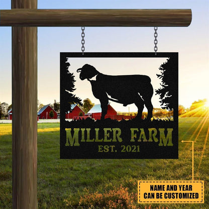 Custom Metal Farm Sign, Goat Outdoor Farmhouse Front Gate Ranch Stable Wall Decor Art, Gift Ideas For Farm Woman, Outdoor Metal Sign Frames