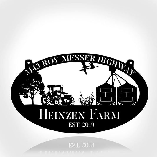 Custom Metal Farm Sign, Grain Bin Tractor Outdoor Farmhouse Front Gate Wall Decor Art, Gift Ideas For Farm Woman, Outdoor Metal Sign Frames