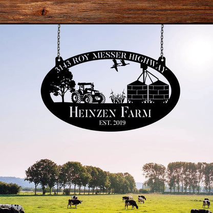 Custom Metal Farm Sign, Grain Bin Tractor Outdoor Farmhouse Front Gate Wall Decor Art, Gift Ideas For Farm Woman, Outdoor Metal Sign Frames