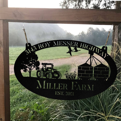 Custom Metal Farm Sign, Grain Bin Tractor Outdoor Farmhouse Front Gate Wall Decor Art, Gift Ideas For Farm Woman, Outdoor Metal Sign Frames