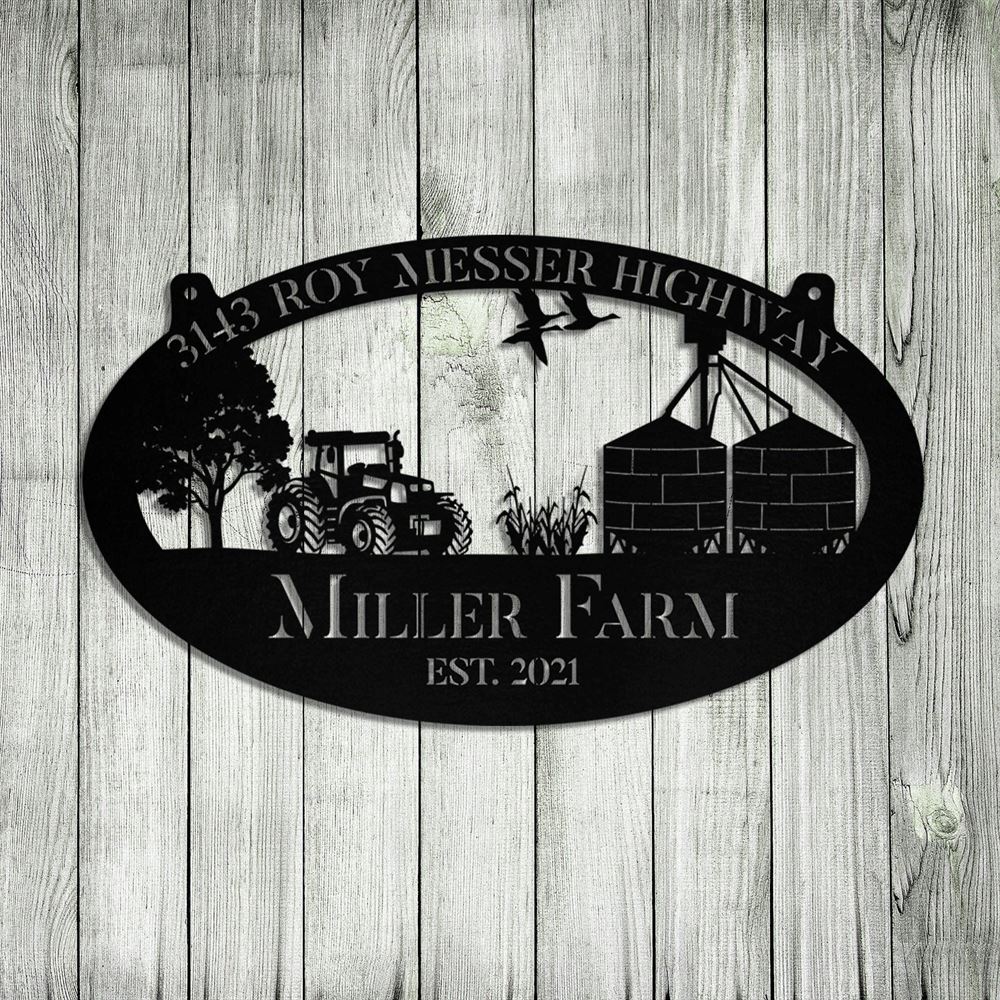 Custom Metal Farm Sign, Grain Bin Tractor Outdoor Farmhouse Front Gate Wall Decor Art, Gift Ideas For Farm Woman, Outdoor Metal Sign Frames