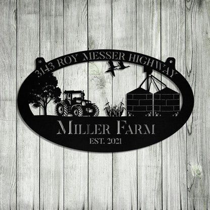 Custom Metal Farm Sign, Grain Bin Tractor Outdoor Farmhouse Front Gate Wall Decor Art, Gift Ideas For Farm Woman, Outdoor Metal Sign Frames