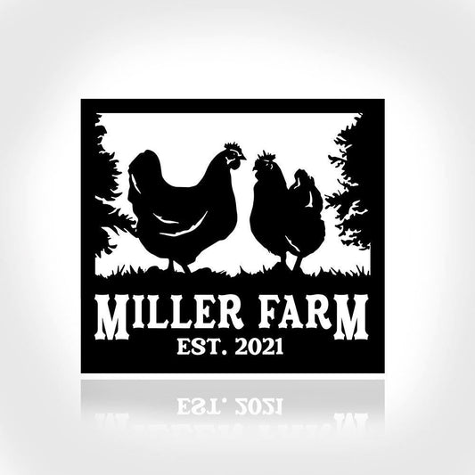 Custom Metal Farm Sign, Hen Chicken Outdoor Farmhouse Front Gate Ranch Stable Wall Decor Art, Gift Ideas For Farm Woman, Outdoor Metal Sign Frames