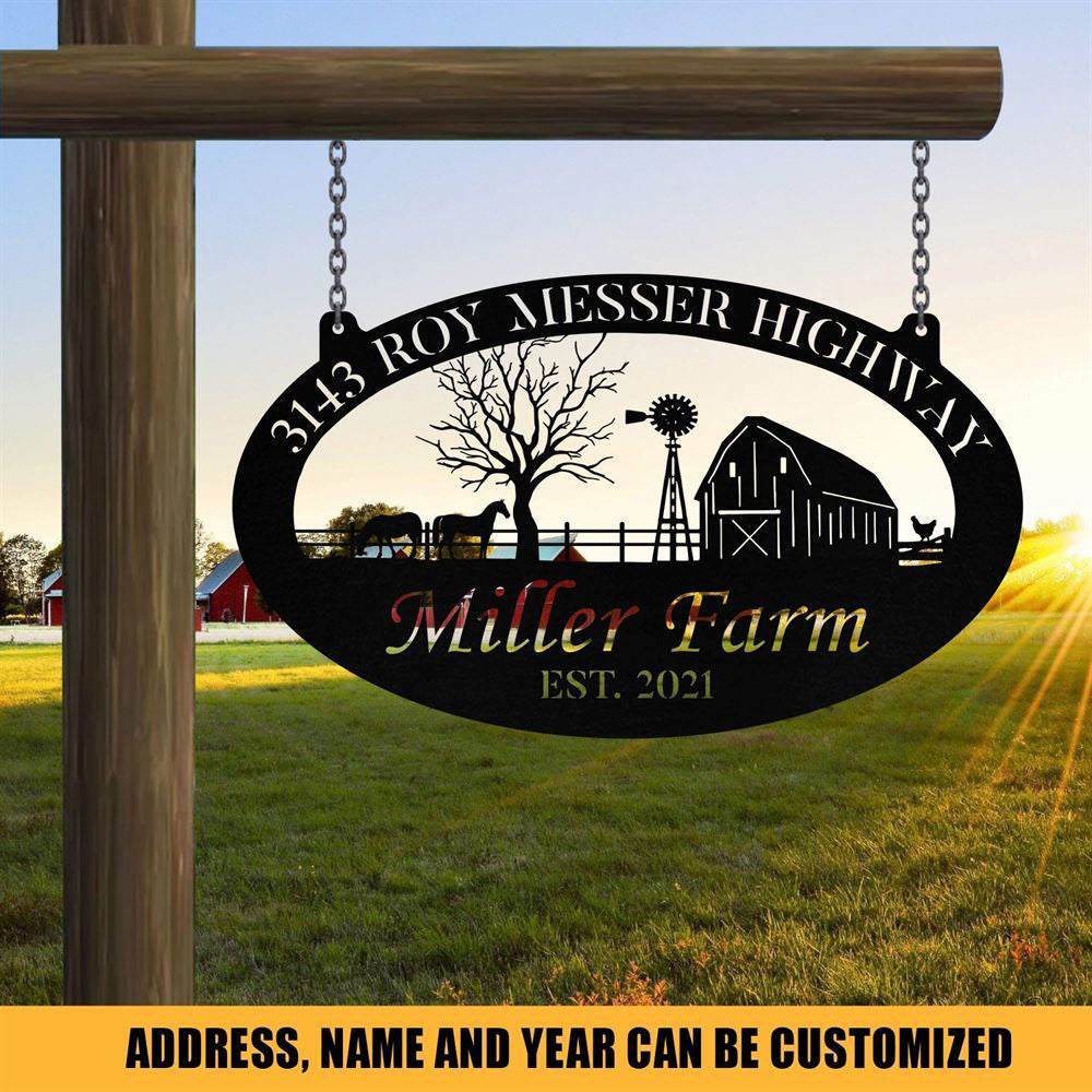 Custom Metal Farm Sign, Horse Chicken Outdoor Farmhouse Front Gate Ranch Stable Wall Decor Art, Gift Ideas For Farm Woman, Outdoor Metal Sign Frames