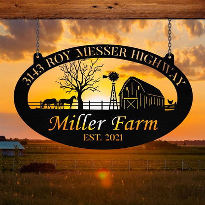 Custom Metal Farm Sign, Horse Chicken Outdoor Farmhouse Front Gate Ranch Stable Wall Decor Art, Gift Ideas For Farm Woman, Outdoor Metal Sign Frames