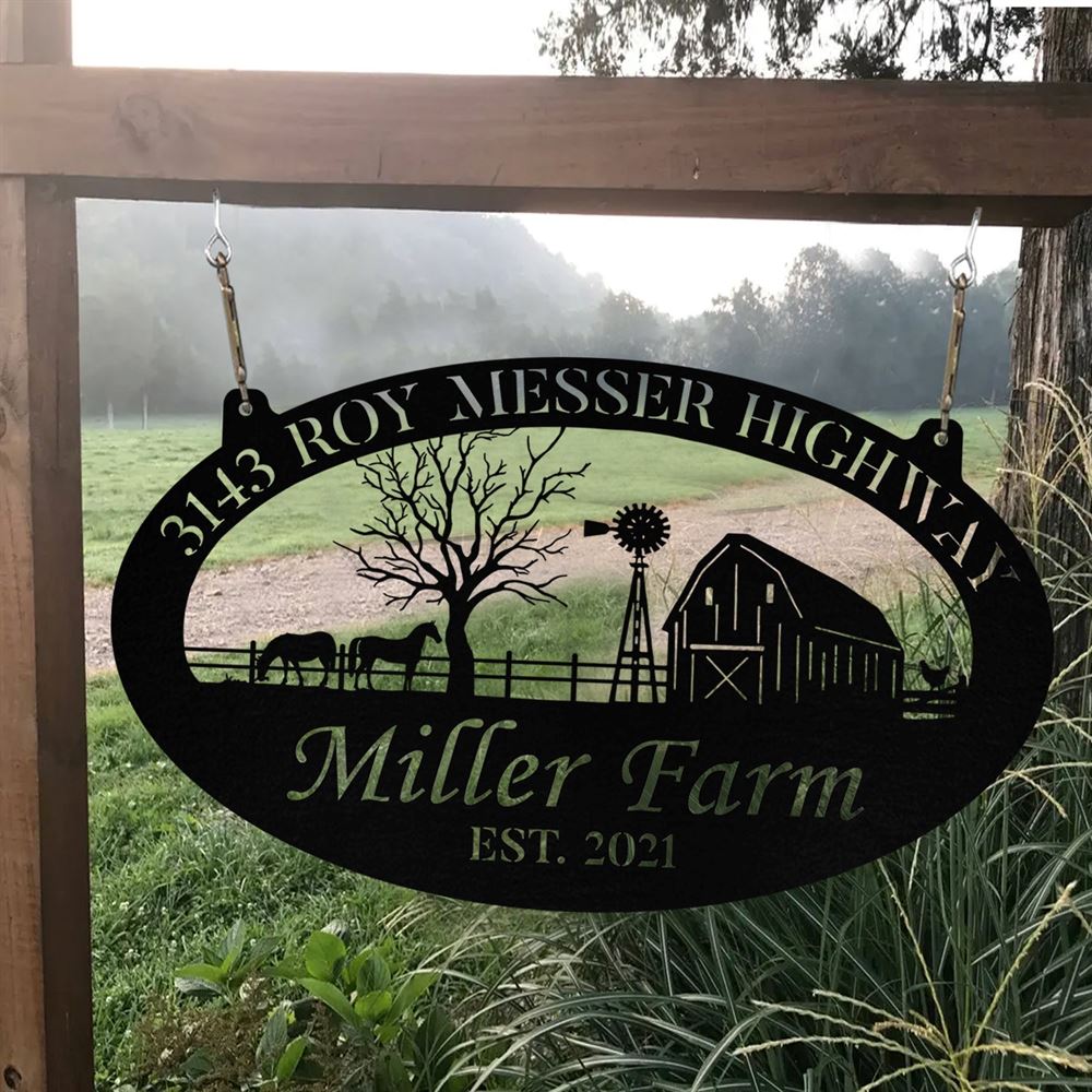 Custom Metal Farm Sign, Horse Chicken Outdoor Farmhouse Front Gate Ranch Stable Wall Decor Art, Gift Ideas For Farm Woman, Outdoor Metal Sign Frames
