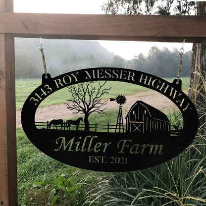 Custom Metal Farm Sign, Horse Chicken Outdoor Farmhouse Front Gate Ranch Stable Wall Decor Art, Gift Ideas For Farm Woman, Outdoor Metal Sign Frames