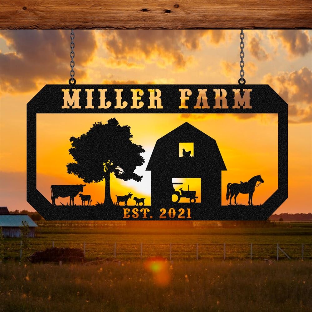 Custom Metal Farm Sign, Horse Cow Goat Chicken Outdoor Farmhouse Ranch Barn Wall Decor Art, Gift Ideas For Farm Woman, Outdoor Metal Sign Frames