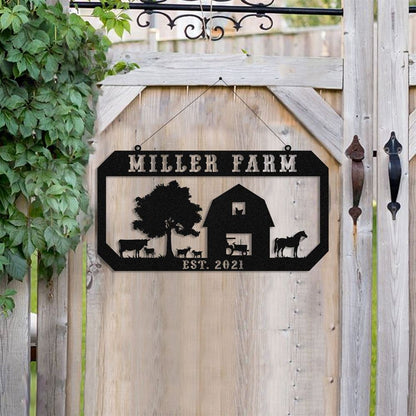 Custom Metal Farm Sign, Horse Cow Goat Chicken Outdoor Farmhouse Ranch Barn Wall Decor Art, Gift Ideas For Farm Woman, Outdoor Metal Sign Frames