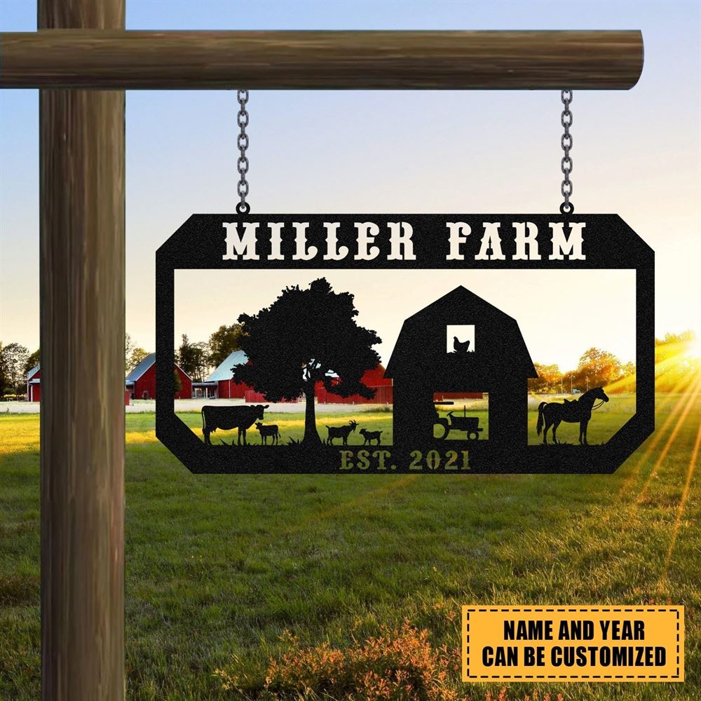 Custom Metal Farm Sign, Horse Cow Goat Chicken Outdoor Farmhouse Ranch Barn Wall Decor Art, Gift Ideas For Farm Woman, Outdoor Metal Sign Frames