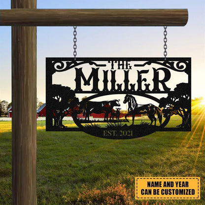 Custom Metal Farm Sign, Horse Cow Outdoor Farmhouse Ranch Stable Barn Wall Decor Art, Gift Ideas For Farm Woman, Outdoor Metal Sign Frames