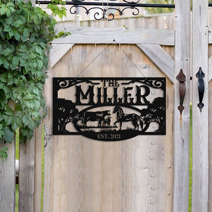 Custom Metal Farm Sign, Horse Cow Outdoor Farmhouse Ranch Stable Barn Wall Decor Art, Gift Ideas For Farm Woman, Outdoor Metal Sign Frames