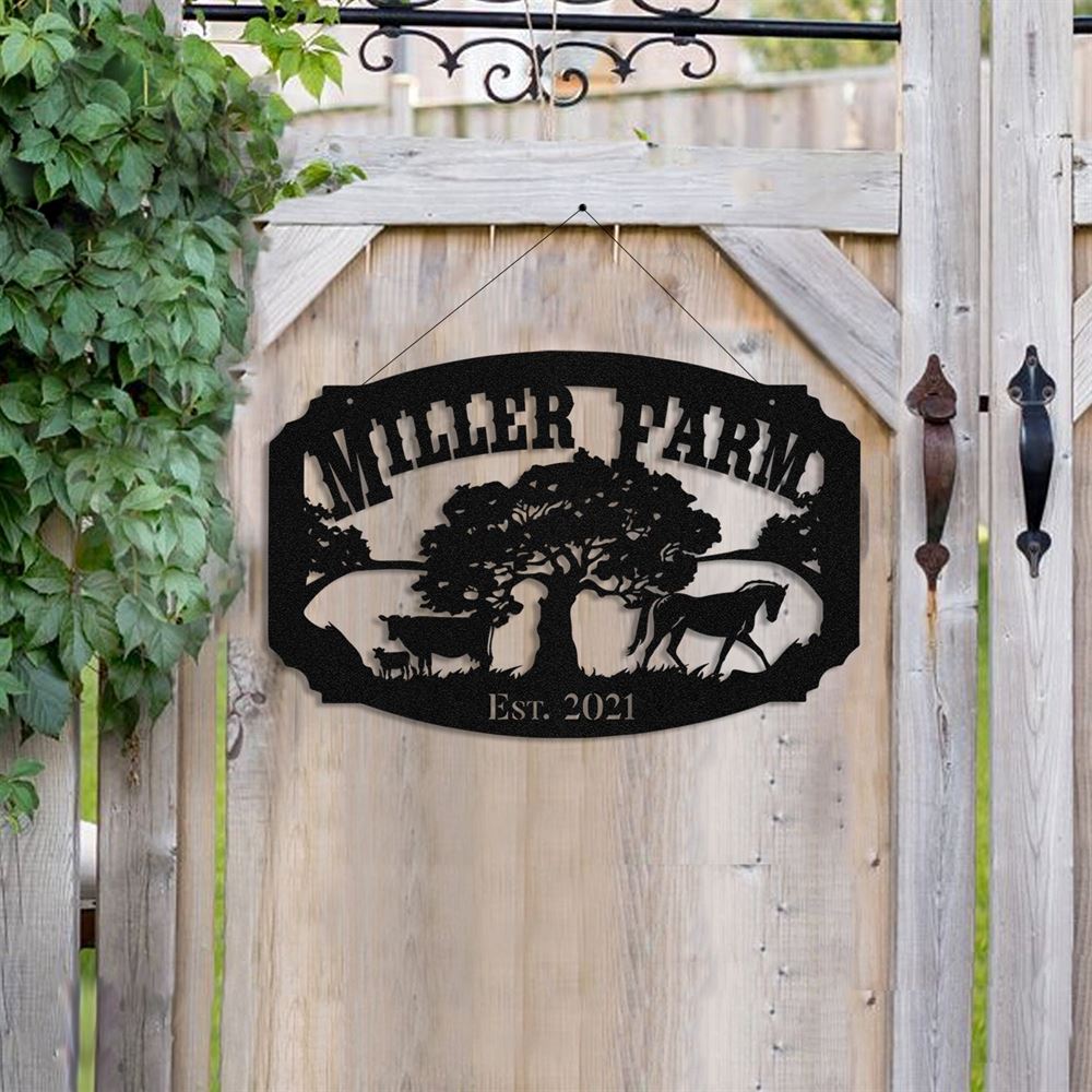 Custom Metal Farm Sign, Horse Cow Outdoor Farmhouse Ranch Stable Barn Wall Decor Art, Gift Ideas For Farm Woman, Outdoor Metal Sign Frames
