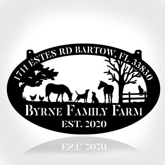 Custom Metal Farm Sign, Horse Dog Chicken Cat Outdoor Farmhouse Ranch Stable Wall Decor Art, Gift Ideas For Farm Woman, Outdoor Metal Sign Frames