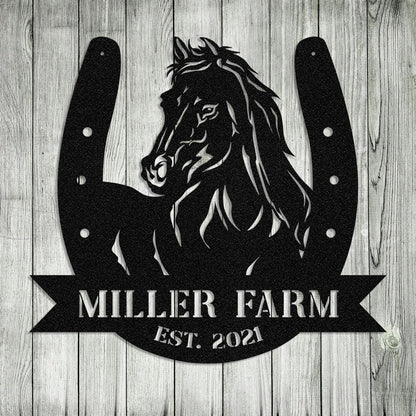 Custom Metal Farm Sign, Horse Hoof Shoes Outdoor Farmhouse Ranch Barn Stable Wall Decor Art, Gift Ideas For Farm Woman, Outdoor Metal Sign Frames