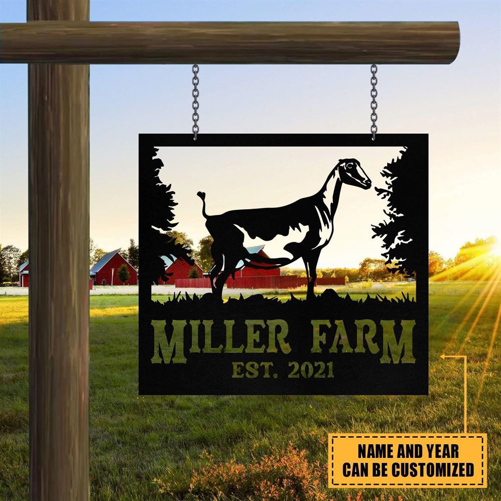 Custom Metal Farm Sign, Lamancha Goat Outdoor Farmhouse Front Gate Ranch Stable Wall Decor Art, Gift Ideas For Farm Woman, Outdoor Metal Sign Frames