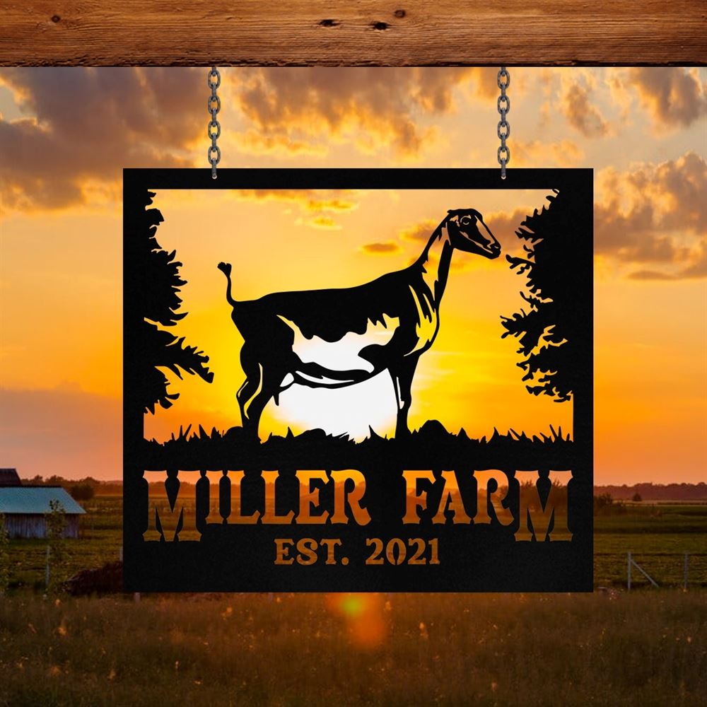 Custom Metal Farm Sign, Lamancha Goat Outdoor Farmhouse Front Gate Ranch Stable Wall Decor Art, Gift Ideas For Farm Woman, Outdoor Metal Sign Frames