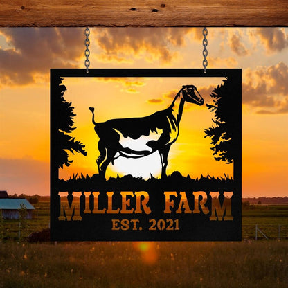Custom Metal Farm Sign, Lamancha Goat Outdoor Farmhouse Front Gate Ranch Stable Wall Decor Art, Gift Ideas For Farm Woman, Outdoor Metal Sign Frames