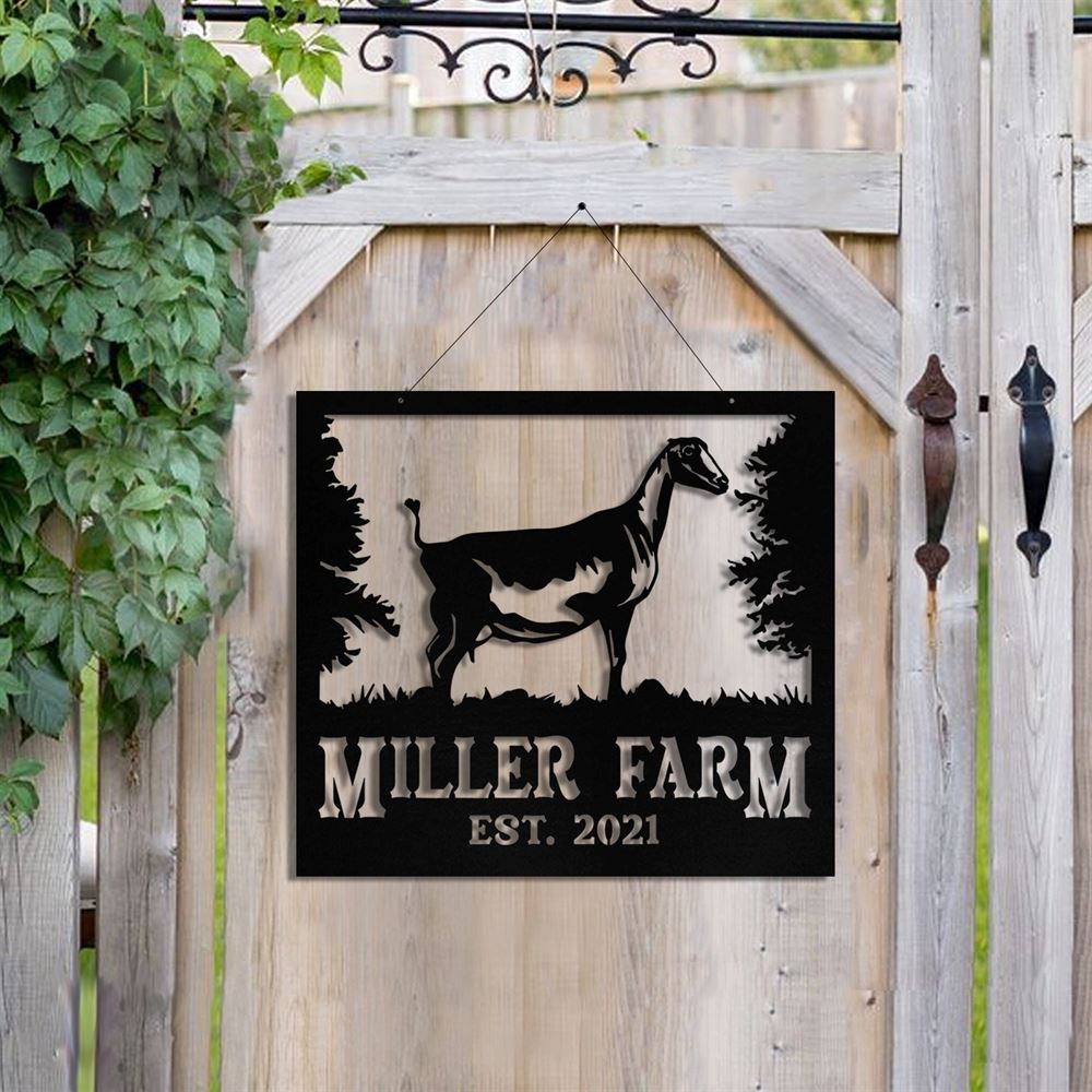 Custom Metal Farm Sign, Lamancha Goat Outdoor Farmhouse Front Gate Ranch Stable Wall Decor Art, Gift Ideas For Farm Woman, Outdoor Metal Sign Frames