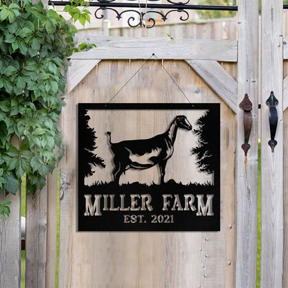 Custom Metal Farm Sign, Lamancha Goat Outdoor Farmhouse Front Gate Ranch Stable Wall Decor Art, Gift Ideas For Farm Woman, Outdoor Metal Sign Frames