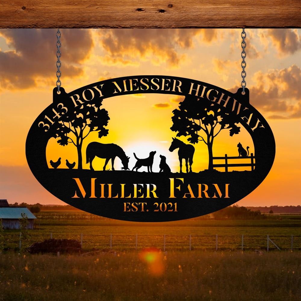 Custom Metal Farm Sign, Metal Horse Dog Cat Chicken Sign, Gift Ideas For Farm Woman, Large Metal Outdoor Signs, Outdoor Metal Sign Frames