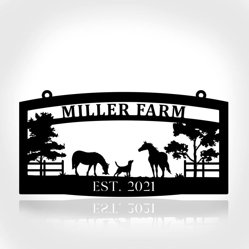 Custom Metal Farm Sign, Metal Horse Dog Sign, Gift Ideas For Farm Woman, Large Metal Outdoor Signs, Outdoor Metal Sign Frames