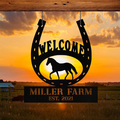 Custom Metal Farm Sign, Metal Horse Hoof Shoes Sign, Gift Ideas For Farm Woman, Large Metal Outdoor Signs, Outdoor Metal Sign Frames