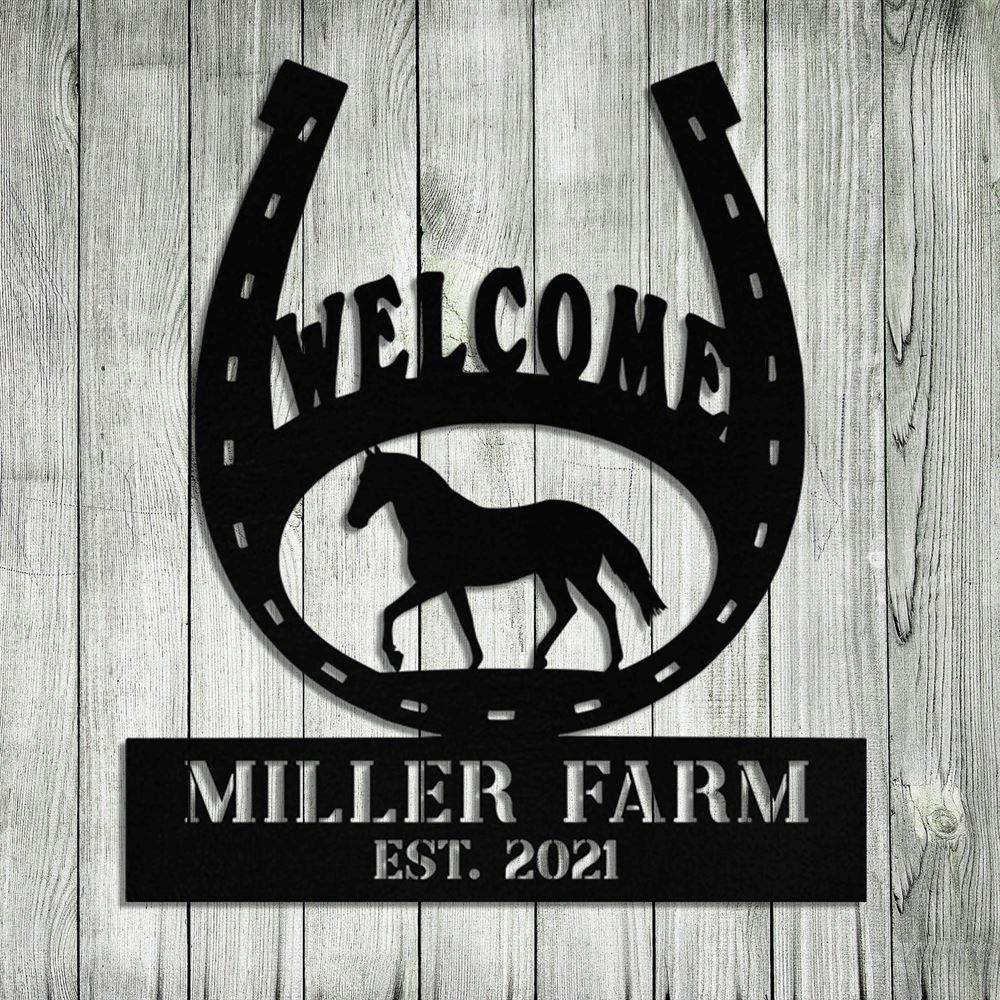 Custom Metal Farm Sign, Metal Horse Hoof Shoes Sign, Gift Ideas For Farm Woman, Large Metal Outdoor Signs, Outdoor Metal Sign Frames